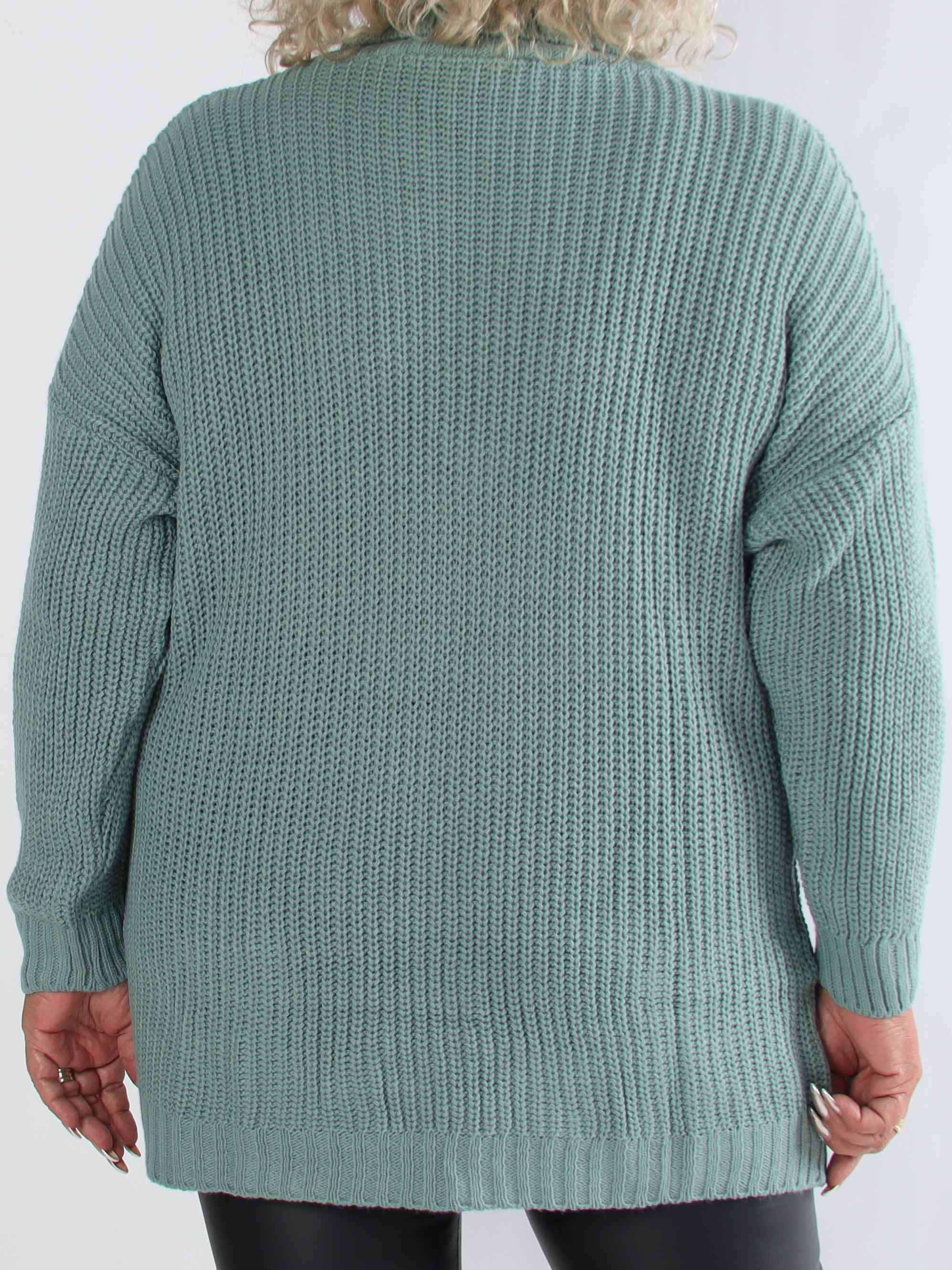 Cindy - Enfärgad mysig stickad plus size tröja med polotröja